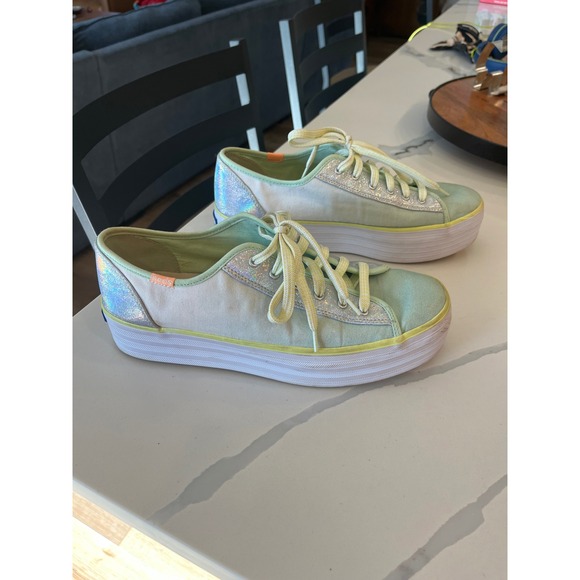 Keds Triple Up Fade Canvas platform sneaker Mint Green Size 9 - Picture 4 of 9